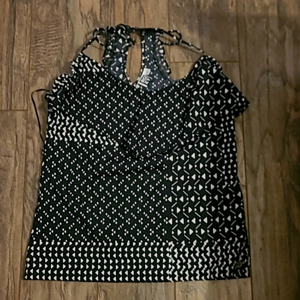 ROXY | Black Ruffle Sleeveless Tank Top Size Small